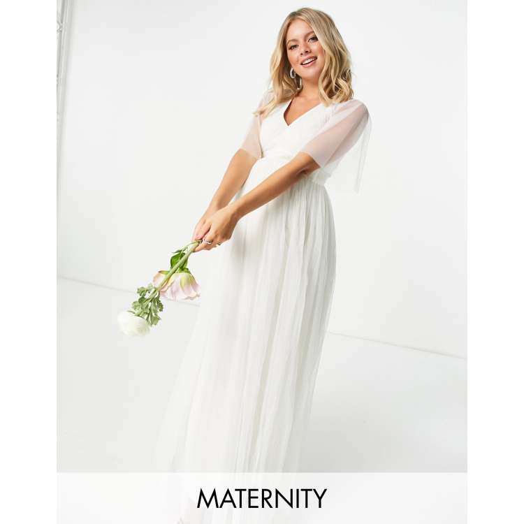 maternity tulle maxi dress