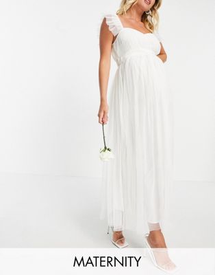 Anaya With Love Maternity tulle midaxi dress in white - ASOS Price Checker