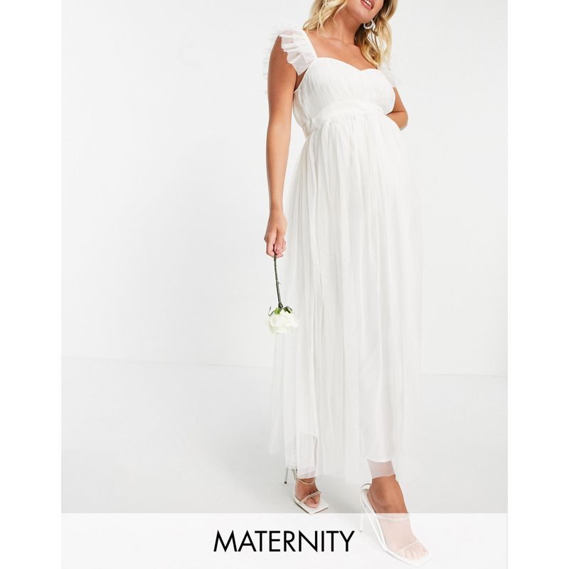 Vestiti lunghi QsZ8V Anaya With Love Maternity - Vestito lungo al polpaccio in tulle bianco