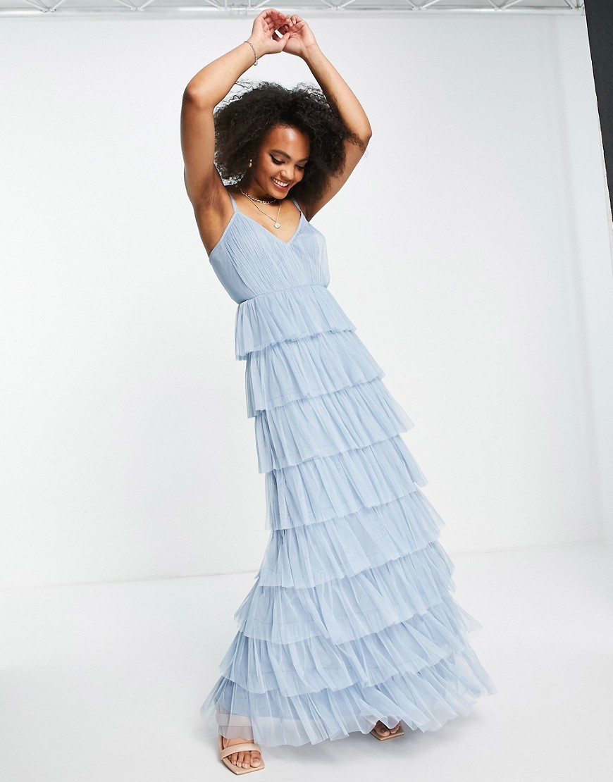 Anaya With Love maxi dress with tiered skirt in pale blue tulle
