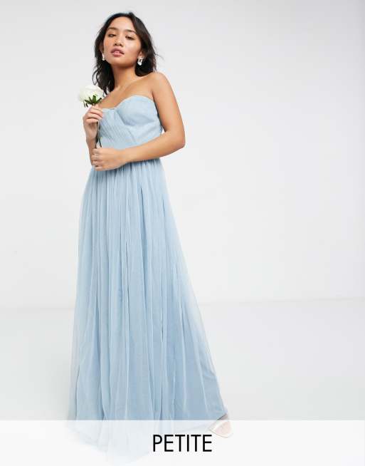 Anaya with Love Maxi-jurk dames kapmouw V-hals satijnen detail tule A-lijn bruidsmeisje bruiloft gast gelegenheid prom baljurk, vorstgroen 6, Frosty Groen, 32
