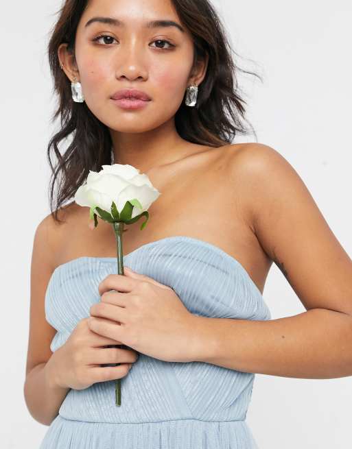 Asos design bridesmaid maxi bandeau shop dress with soft layered skirt