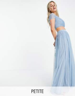 Anaya With Love Petite Bridesmaid tulle maxi skirt co ord in soft blue