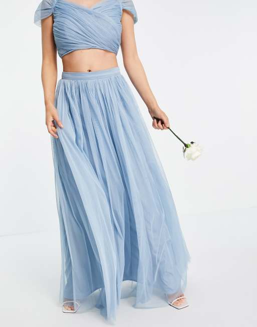 Blue tulle best sale maxi skirt