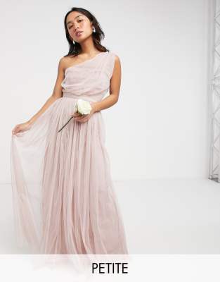 ANAYA PETITE ANAYA WITH LOVE PETITE BRIDESMAID TULLE ONE SHOULDER MAXI DRESS IN PINK,PL1-03-557