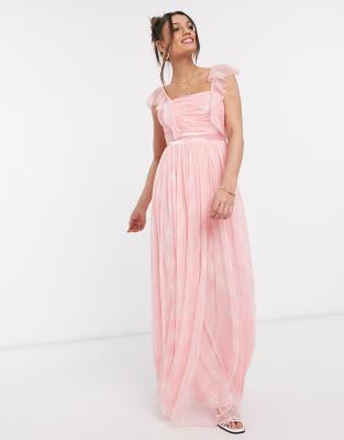 pink printed maxi dress