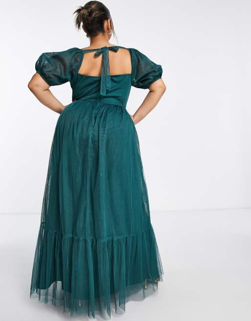 Anaya With Love Plus – Am Rücken gebundenes Kleid in Smaragdgrün - MGREEN, 2 von 4