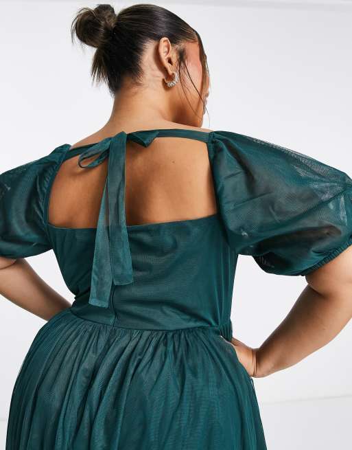 Anaya With Love Plus – Am Rücken gebundenes Kleid in Smaragdgrün - MGREEN, 4 von 4