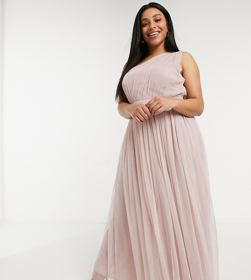 Anaya With Love Plus Bridesmaid tulle one shoulder maxi dress in pink