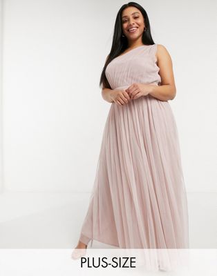 Anaya With Love Plus Bridesmaid tulle one shoulder maxi dress in pink - ASOS Price Checker