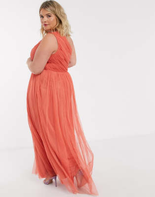 one shoulder ruched maxi dress