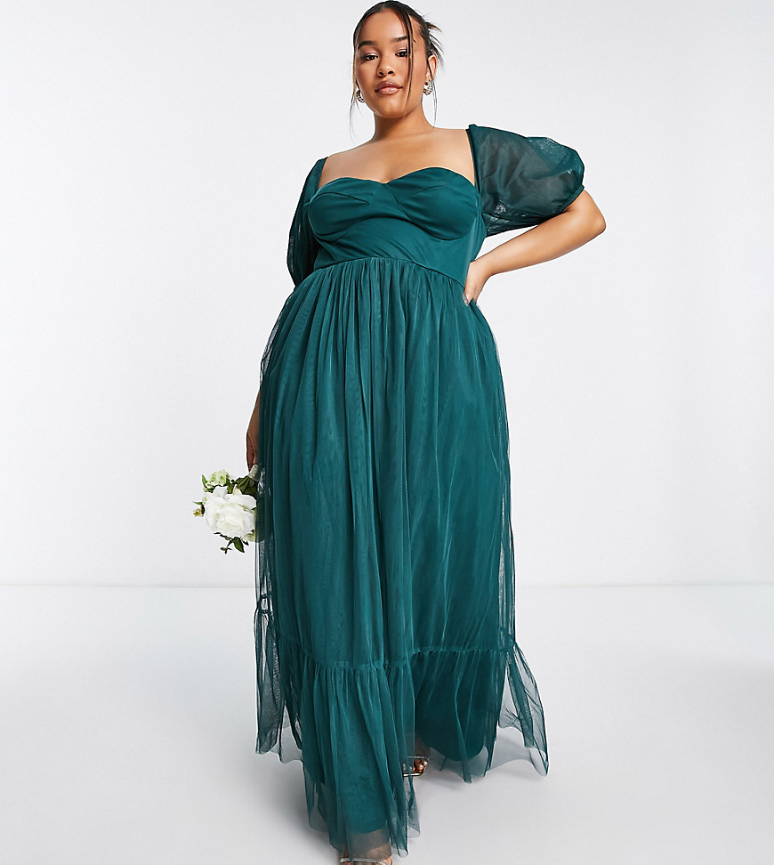 Anaya With Love Plus tie back dress in emerald green - MGREEN