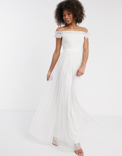 Goede Anaya With Love - Schouderloze lange jurk van tule in wit | ASOS QR-75