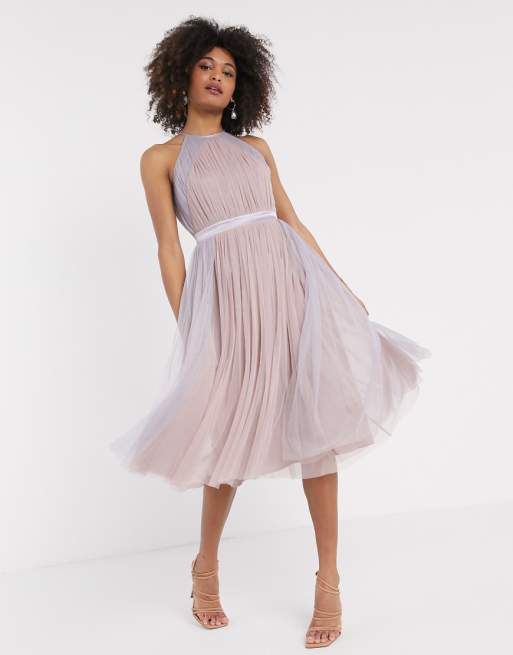 Anaya With Love â Sukienka z tiulu w kontrastujÄ
ce paski z dekoltem typu halter | ASOS