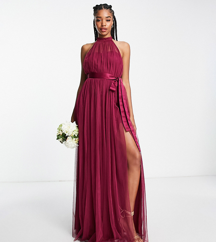 Anaya With Love Tall Bridesmaid halter neck dress in red plum - RED