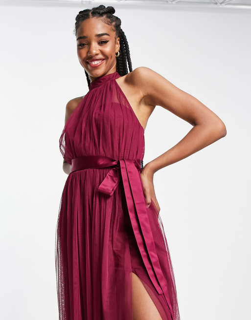 Asos red halter neck clearance dress