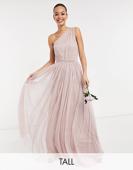 Dresses Anaya With Love Tall Bridesmaid tulle one shoulder maxi dress in pink 