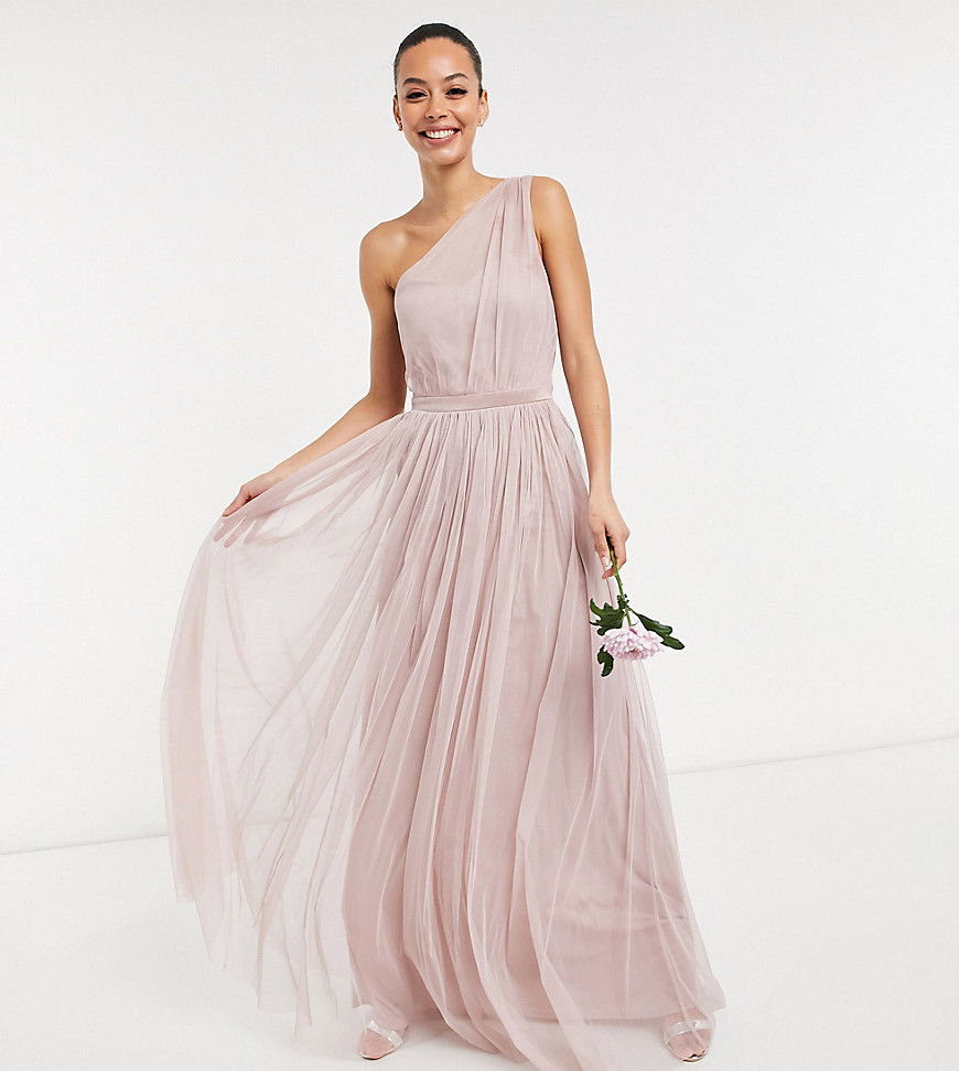 ANAYA TALL ANAYA WITH LOVE TALL BRIDESMAID TULLE ONE SHOULDER MAXI DRESS IN PINK,PL1-03-557