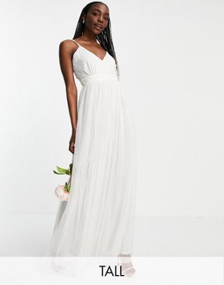 Anaya With Love Tall tulle v neck maxi dress in white