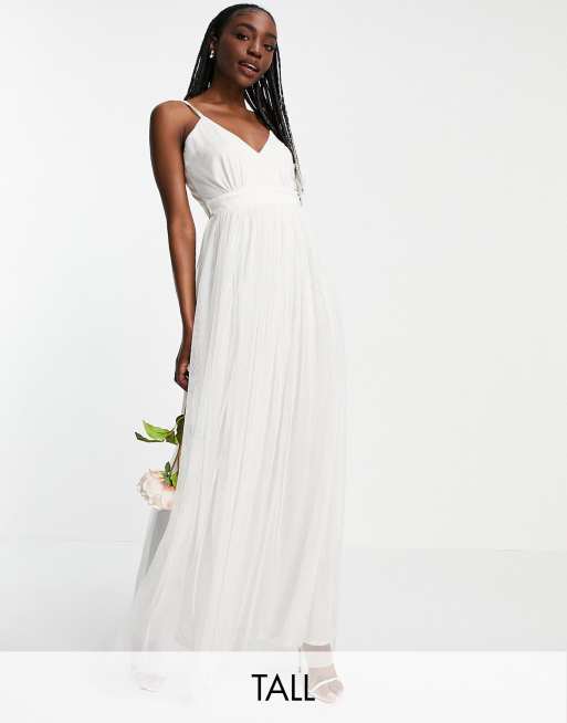 Anaya With Love Tall tulle v neck maxi dress in white | ASOS