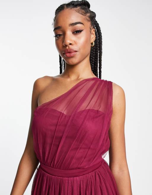 Vestito lungo monospalla in tulle sales