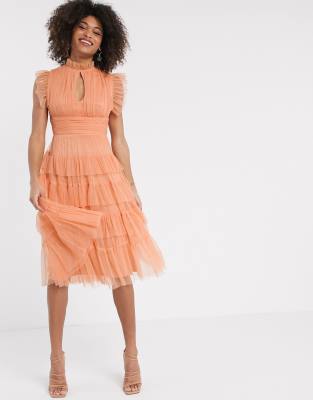 frill midi dress