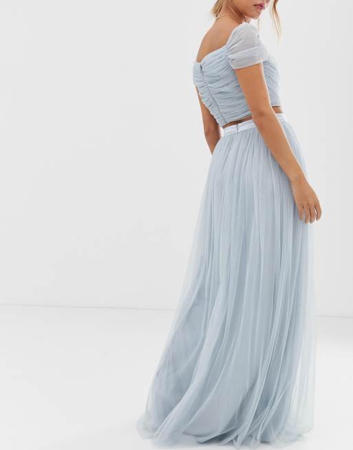 Satin tulle clearance maxi skirt