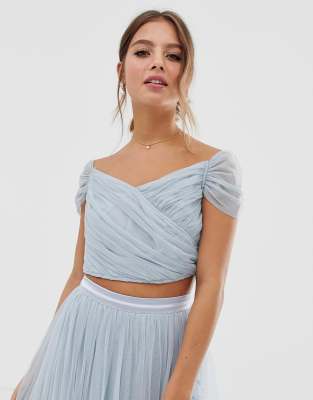 tulle off the shoulder wrap