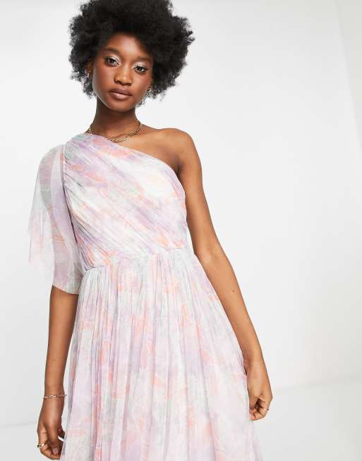 Anaya With Love tulle one shoulder maxi dress in floral print, 3 of 4