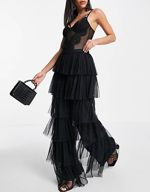 Anaya With Love tulle tiered trousers in black