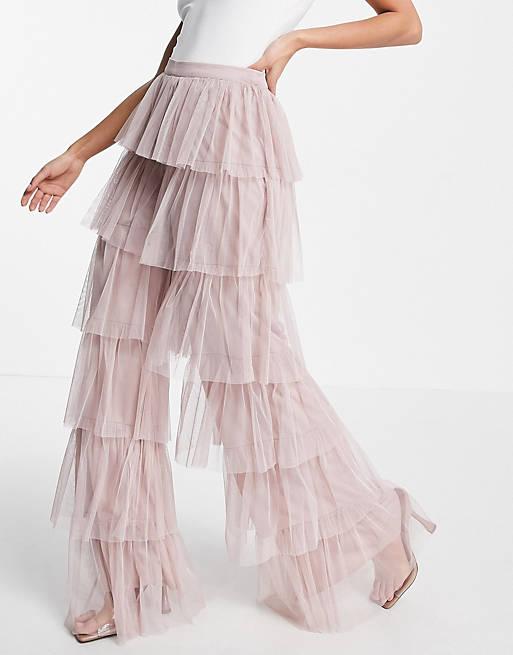 Anaya With Love tulle tiered trousers in frosted pink