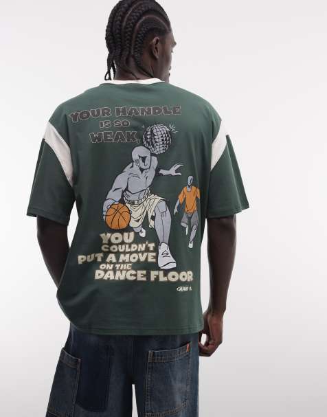 AND – Mörkgrön t-shirt i oversize med baskettryck baktill och1 -logga - view 1