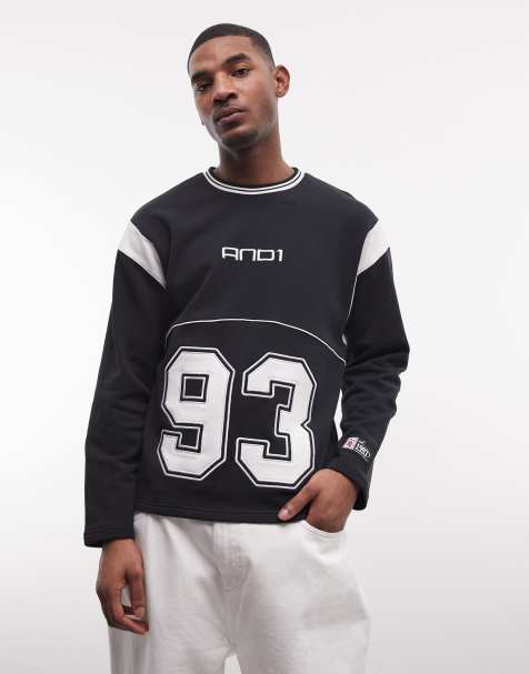 AND1 93 logo panel sweatshirt in black - view 1