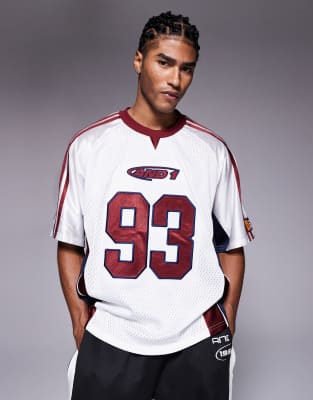 AND1 AND1 Airtex sports jersey in red multi