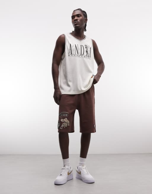 AND1 basketball logo vest in ecru, 2 of 5