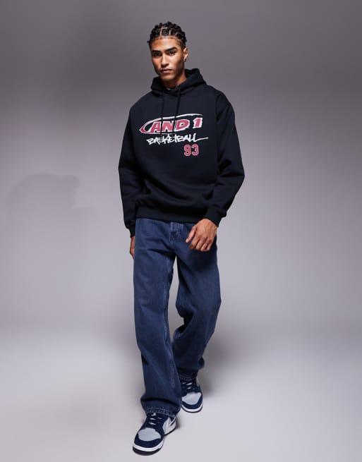 AND1 – Czarna bluza z kapturem z grafiką z logo w stylu graffiti, 2 z 5