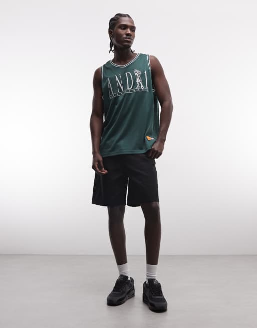 AND1 - Débardeur à logo basketball - Vert foncé, 2 de 5