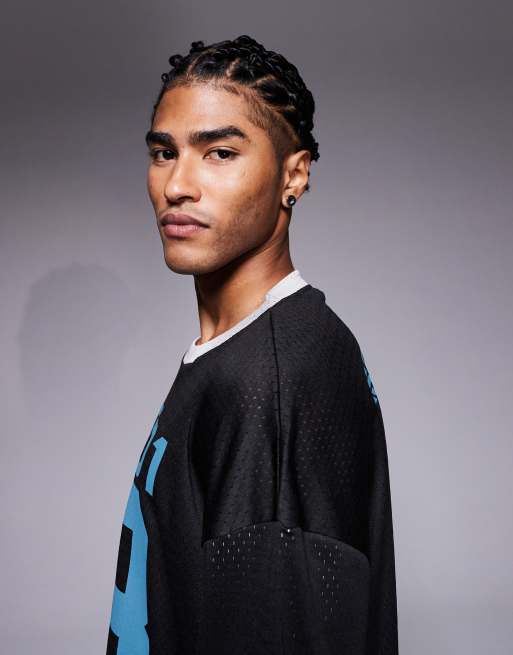 AND1 - Gelaagde top van mesh en jersey in zwart multi, 5 van 5