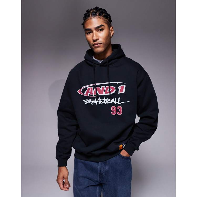 And1 graffiti logo graphic hoodie in black ASOS
