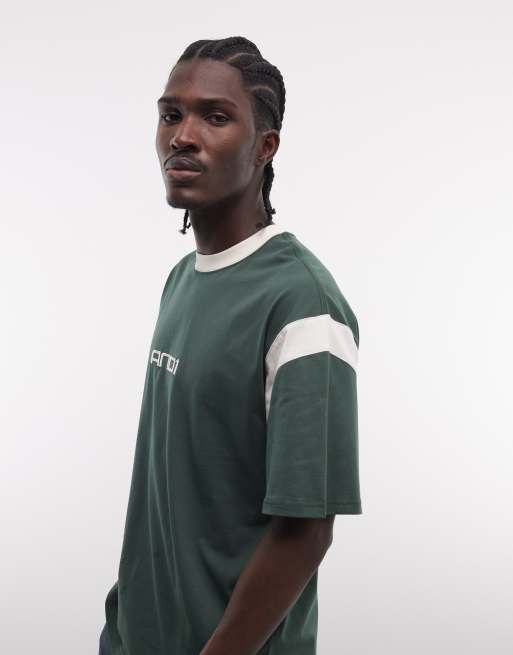 AND1 logo oversized t-shirt with basketball back print in dark green, 5 of 5