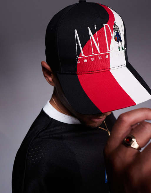 AND1 logo sports cap with contrast panel detail in black multi, 2 of 3