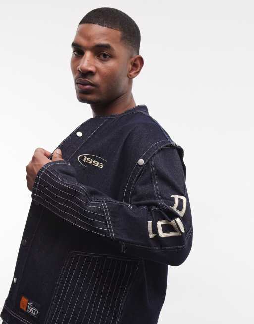 AND1 long sleeve denim 93 logo back print shirt co-ord in rinse, 2 of 5