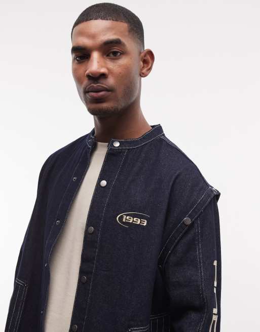 AND1 long sleeve denim 93 logo back print shirt co-ord in rinse, 5 of 5