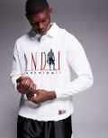 [AND1] AND1 long sleeve polo shirt with logo sports detail in cream-White S CREAM