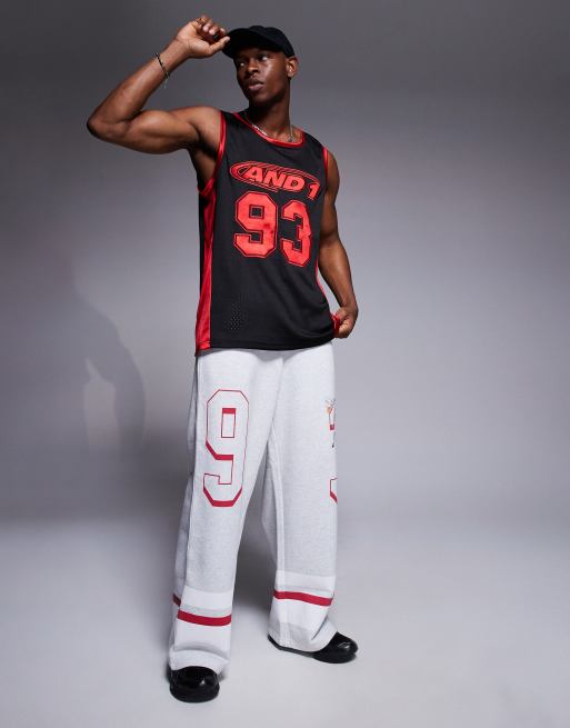 AND1 - Oversized hemd met contrast en grafische sportprint in zwart, 2 van 4