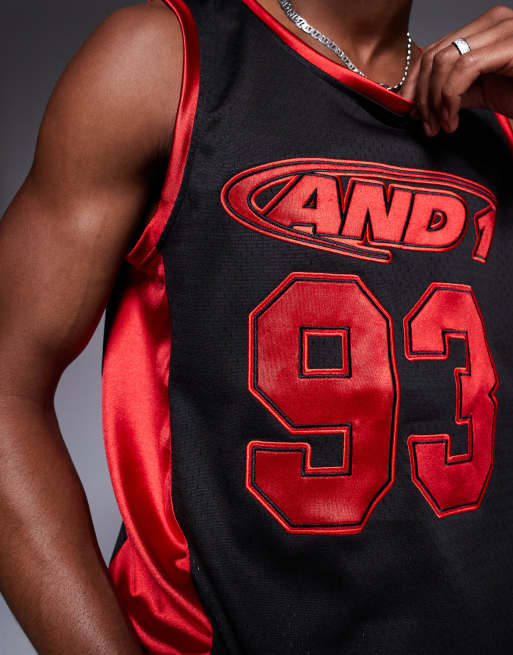 AND1 - Oversized hemd met contrast en grafische sportprint in zwart, 4 van 4