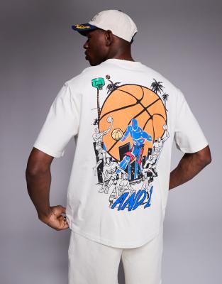 AND1 AND1 oversized logo t-shirt with sports back print in white