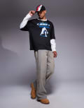[AND1] AND1 oversized sports jersey with double-layer long sleeves in black XL BLACK