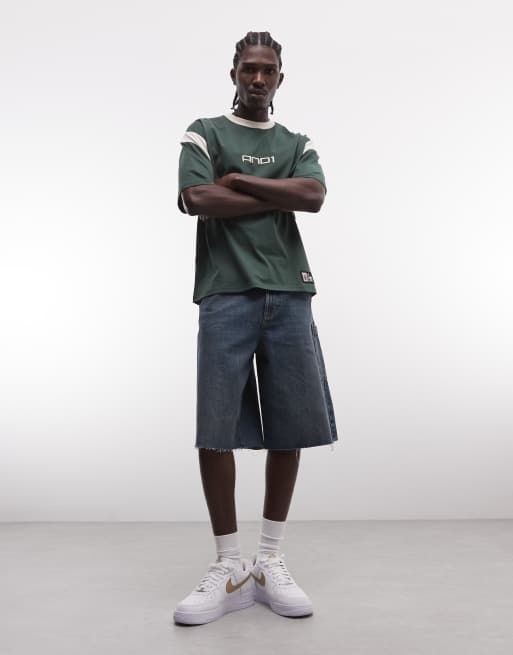 AND1 - Oversized T-shirt met basketbalprint op de achterkant in donkergroen, 4 van 5