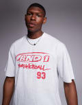 [AND1] AND1 oversized t-shirt with sports motif in light grey XL GREY